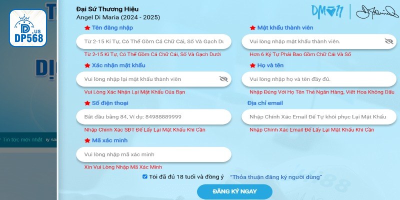 Các bước đơn giản để đăng ký DP568